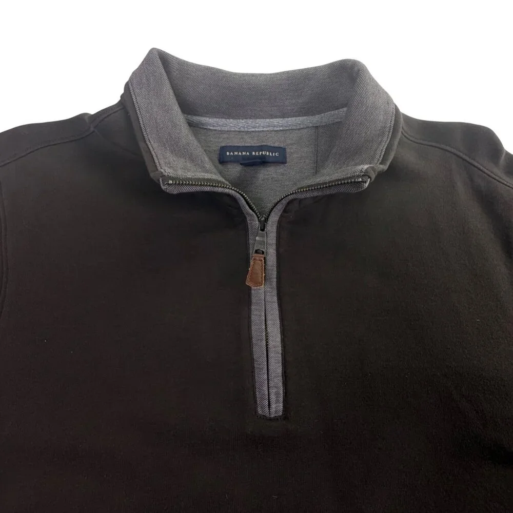 Banana Republic Mens Dark Grey Cotton 1/4 Zip Sweater Long Sleeve Size M